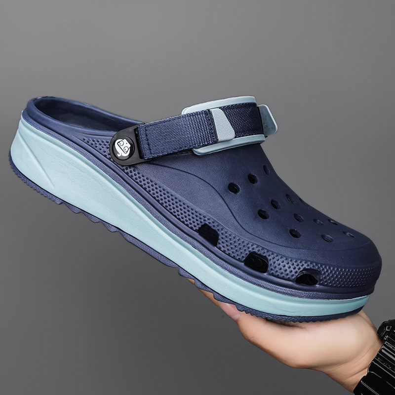 Una pieza de zapatos con agujeros para el cabello, verano para hombres, nuevas zapatillas de plataforma al aire libre, zapatos de playa casuales antideslizantes, zapatos de vadeo de gran tamaño