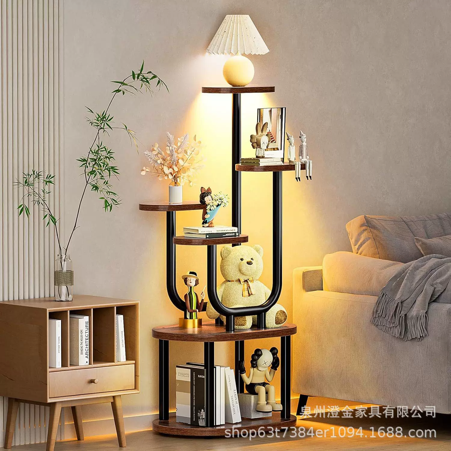 客厅带灯花架生长灯植物支架多层花架室内外阳台带生长灯植物支架