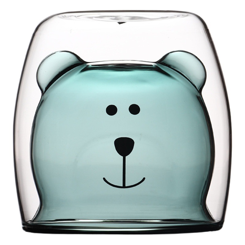 Animal lindo hombres y mujeres pareja desayuno taza de leche vaso estilo ins hogar doble capa taza de agua oso taza de café