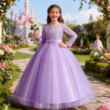 儿童礼服公主裙女童蓬蓬纱中袖钢琴演出服生日晚礼服花童婚纱春夏