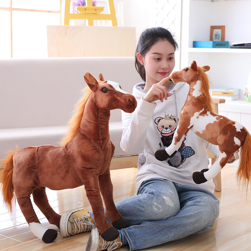 跨境款玩偶仿真马公仔创意站姿汗血大马居家毛绒玩具卡通玩偶公仔