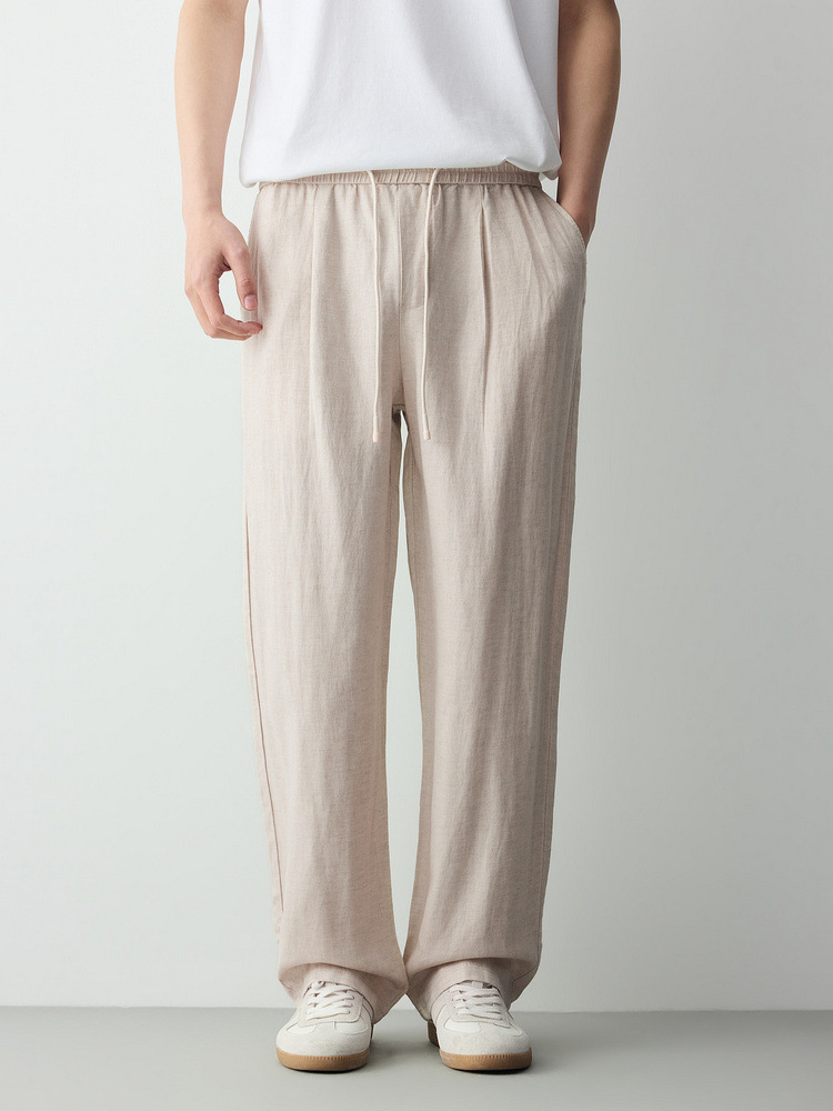Quần kaki nam công sở chất liệu linen phối sợi Lyocell — đen chi tiết 4