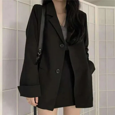 Early Autumn New Korean Style College Suit Jacket Women's Style Loose Large Size Suit Workplace Top