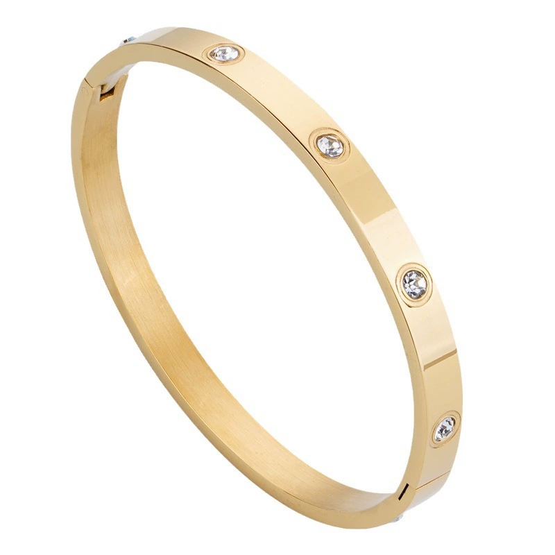 Ф fashion бриллиант-аксессуар изм stainless steel браслет, 4/6 мм, позолота 18K золото и розовое золото