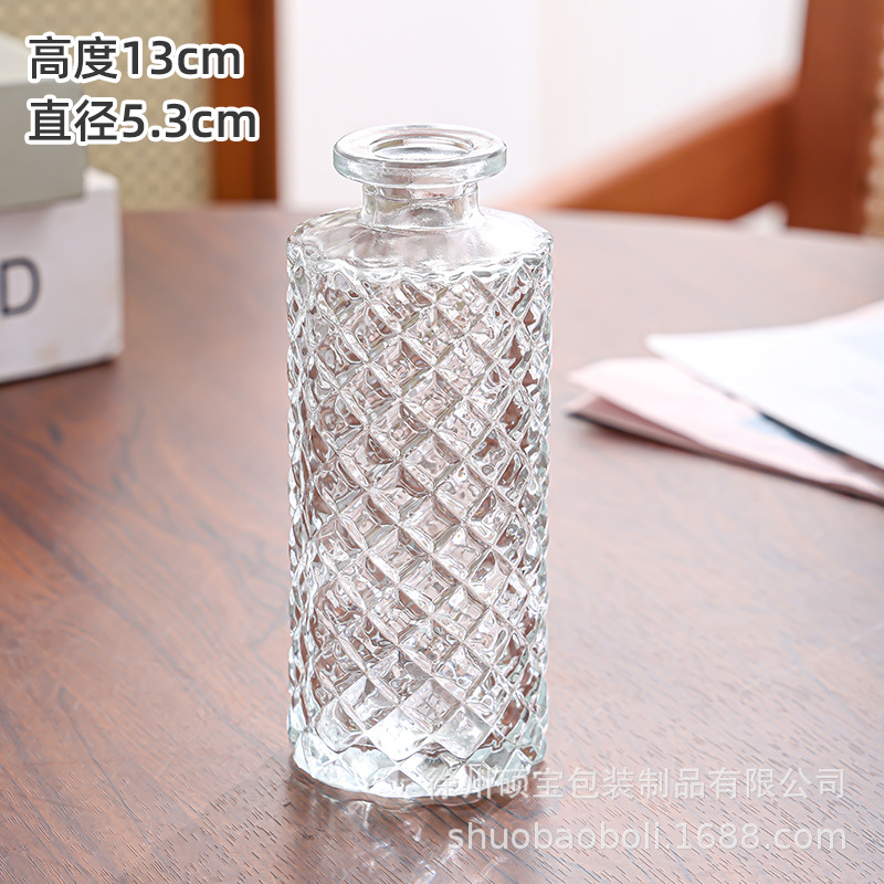 De estilo europeo retro pequeño florero botella de aromaterapia de vidrio mini jarrón transparente decoración de la sala de estar simple mesa de comedor decoración del hogar