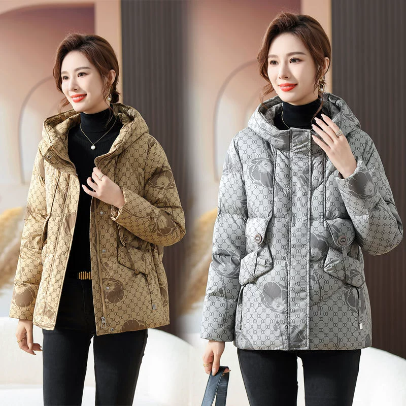 Пуховик женский 2023 новый зимний пуховик для мамы маленького размера для средних лет Женская осенне-зимняя богатая жена зима с хлопковой подкладкой