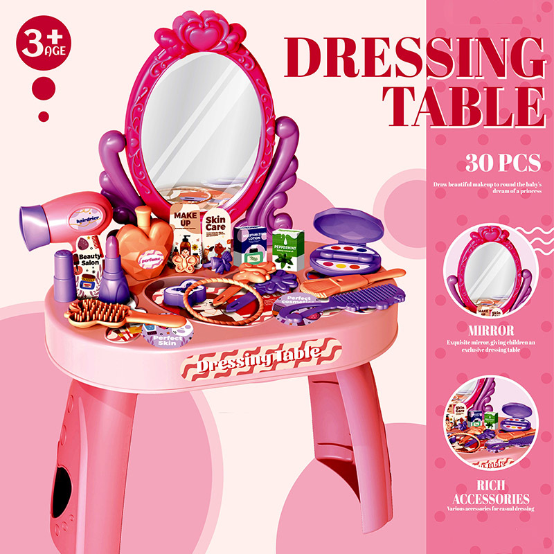 Mesa de maquillaje de casa de juegos transfronteriza simulación princesa niña tocador para niños joyería decoración conjunto de juguetes al por mayor