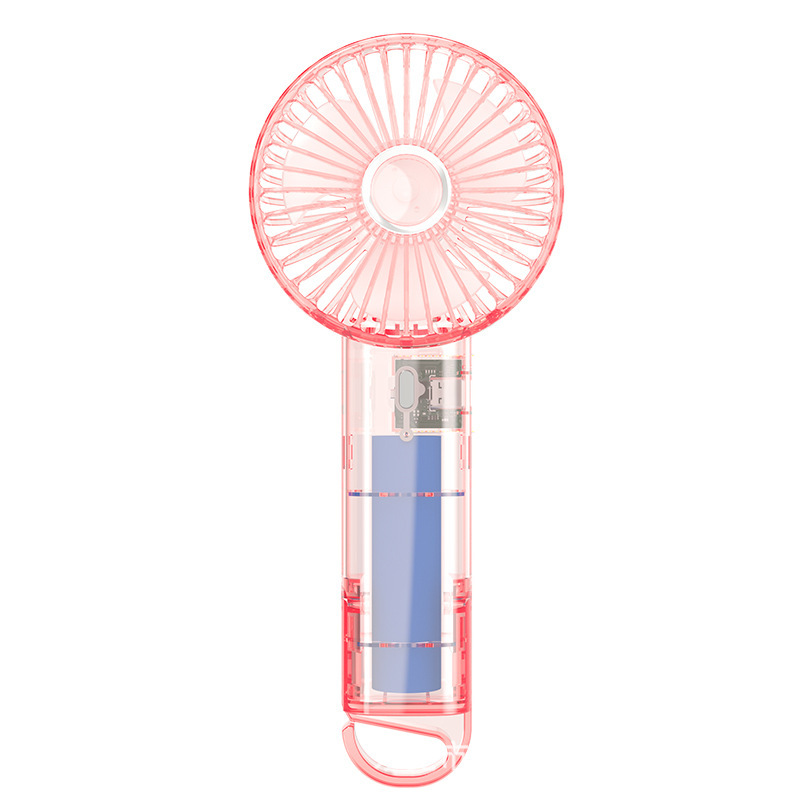 クロスボーダー透明カラビナハンドヘルドファン USB 充電屋外旅行ポータブル強風デスクトップバッグファン|undefined