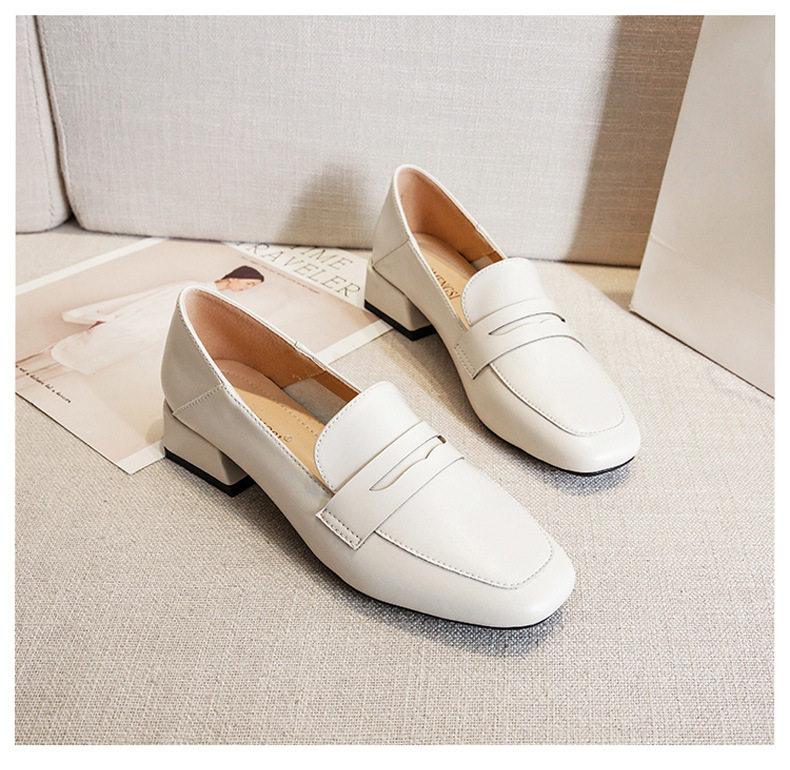 Giày lười nữ mũi vuông gót thấp 1–3 cm chất liệu sợi siêu mịn — Màu mơ, Màu đen chi tiết 25