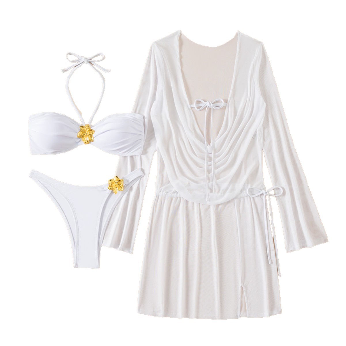 Women's Clothing Sexy Triangle Bikini Set - Halter Neck 3-Piece Swimsuit For Beach & Pool"​​_voghion.com
