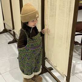 儿童加绒背带裤2026秋冬新款洋气女童连体裤男童裤子宝宝加厚冬裤