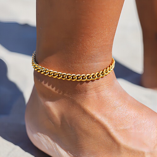 European and American hot-selling titanium steel anklets for women, basic anklet chains, diy foot accessories, 18k gold-plated stainless steel anklets, foot accessories