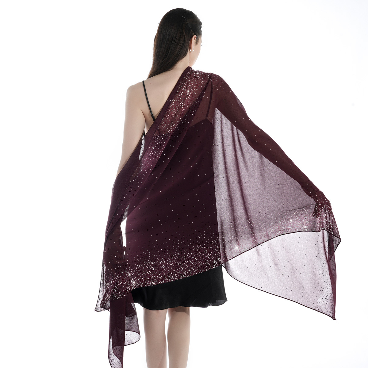 Heißer Verkauf neuer einfarbiger Chiffon-Sternenhimmel mit Heißprägung, exquisite und elegante Bankett-Stil, erweiterte Version des High-End-Damenschals_voghion.com
