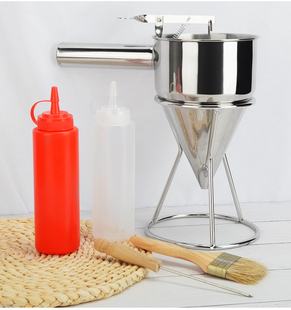 △ Stainless Steel Funnel Egg Burger Octopus Boy Baking Tool Wheel Red Bean Cake Batter Conical Leak Pot