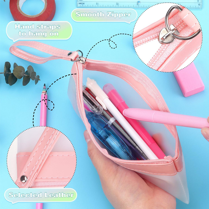 Transparent pencil case, cosmetic stationery, durable waterproof school storage bag for traveling 4