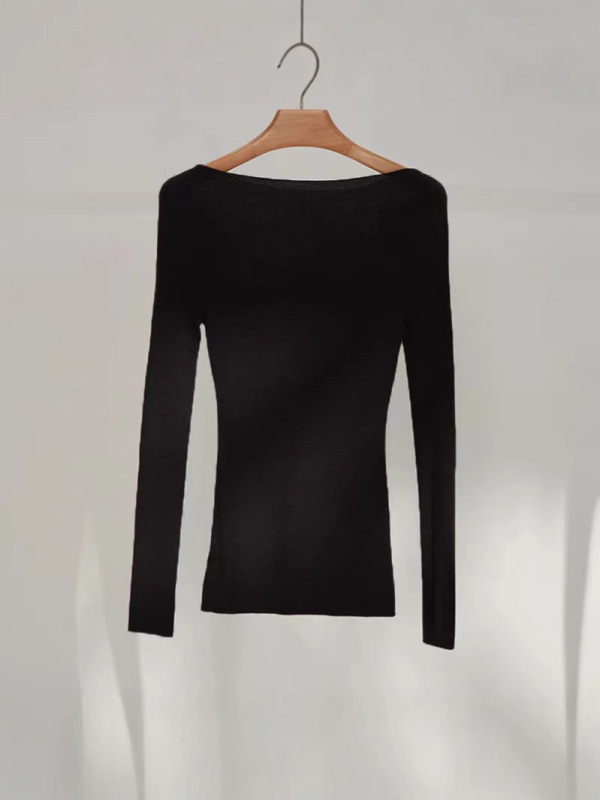 メリノ梳毛ウール 100% 120S シームレスワンライン既製服ファッショナブルなワンショルダーウールセーター薄手のニットセーター|undefined