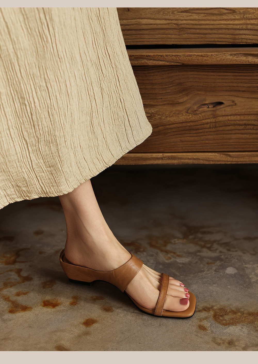 Sandal nữ hở mũi gót thô 4.5 cm kiểu Hàn Quốc đơn giản — đen chi tiết 12