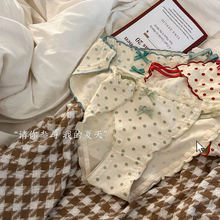 2025新款少女純欲性感甜美奶油波點細帶低腰裸感包臀蠶絲底襠內褲