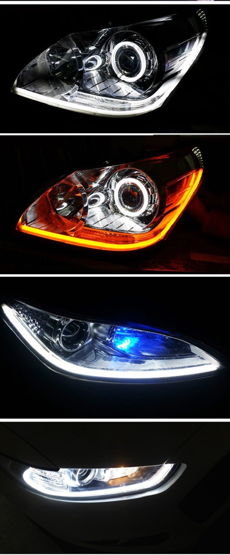 Car LED DRL Strip Headlight Eyebrow Turn Signal 60cm