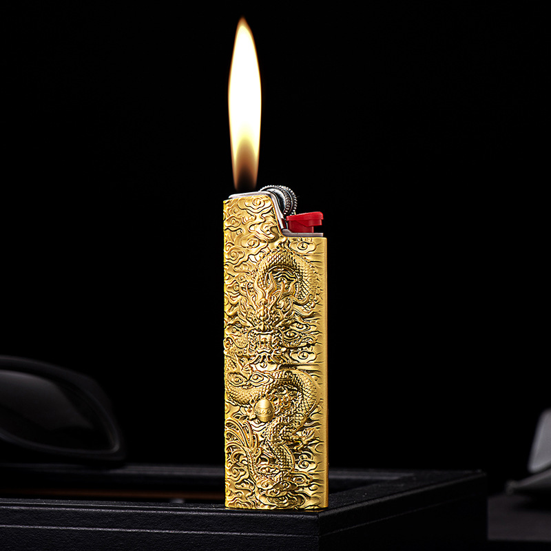 YF917-J6 Panlong large metal lighter case BIC bick shell J6 machine case gas lighter wholesale