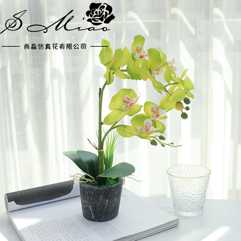 Orquídea de mariposa impresa de serigrafía floral orquídea de mariposa imitación de flores bonsai decoración de sala de estar decoración de escritorio interior decoración de casa maceta artificial image 4