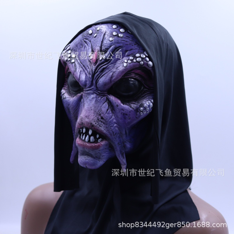 Máscara de bruja de terror fiesta de Halloween Máscara de bruja púrpura mágica