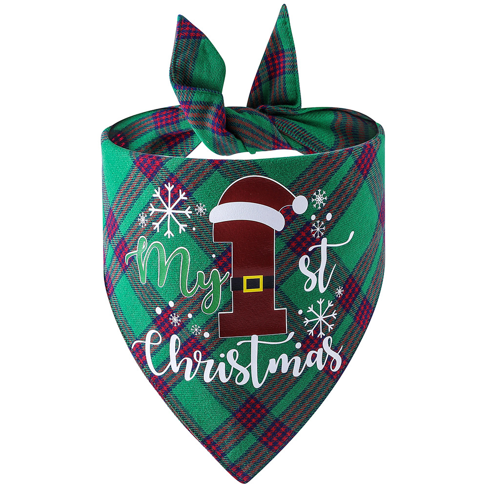 Original transfronterizo nuevo algodón a cuadros mascota triángulo bufanda perro bufanda Navidad mascota saliva toalla mascota bufanda
