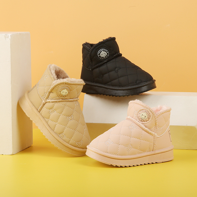 Botas de nieve para niños, niños, niños, niños, niños, niños, zapatos de algodón cálidos de terciopelo más gruesos de invierno, botas de algodón para niños antideslizantes