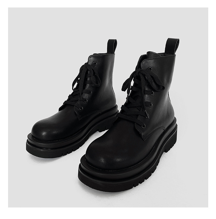 2024 Autumn New 6-Hole Martin Derby Leather Heightening Men's Shoes Couple Versatile Thick Sole Boots_voghion.com