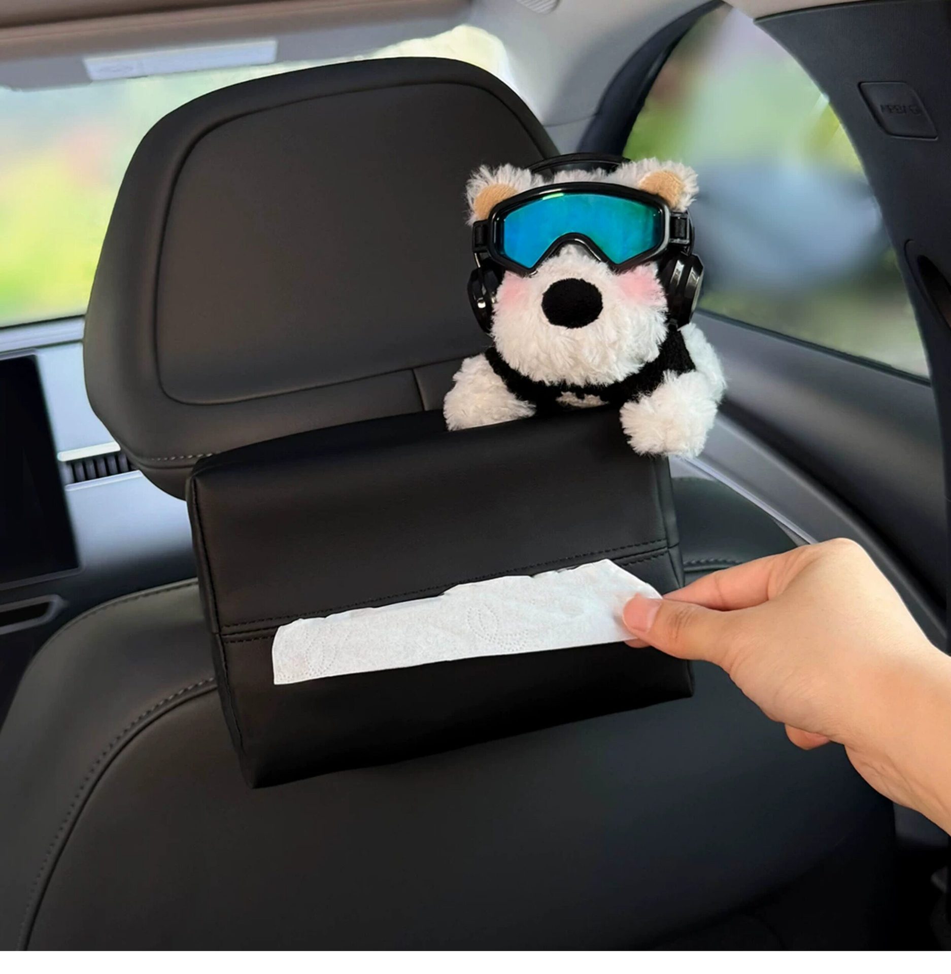 2026 New West Highland Car Tissue Box, Headrest Tissue Holder for Car, Cute Tissue Bag for Women