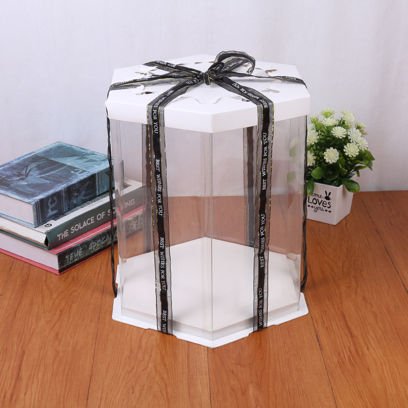 厂家批发透明蛋糕盒生日蛋糕盒方形塑料蛋糕盒6寸8寸10寸12寸LOGO