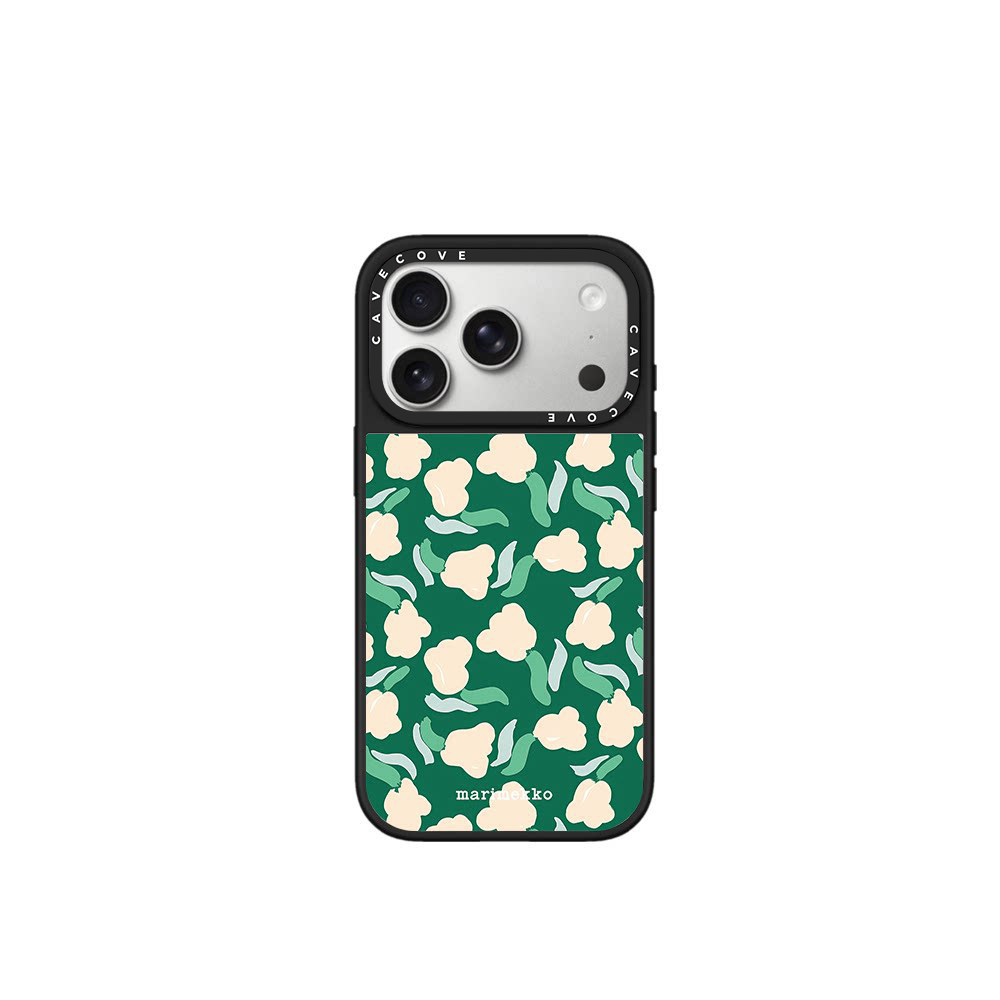 北欧风花卉印花适用iPhone16promax手机壳15pro镜面防摔14清新17