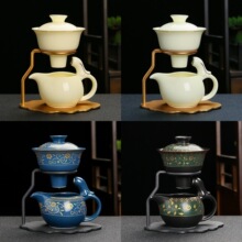 陶瓷懒人半自动茶具全套装客厅家用办公磁吸式泡茶器防烫茶壶茶杯