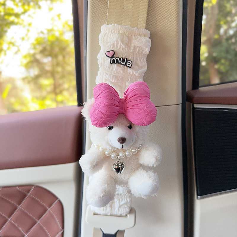 Funda Protectora de Peluche para Cinturón de Seguridad de Auto de Poliéster Decorativo Antiestrangulamiento