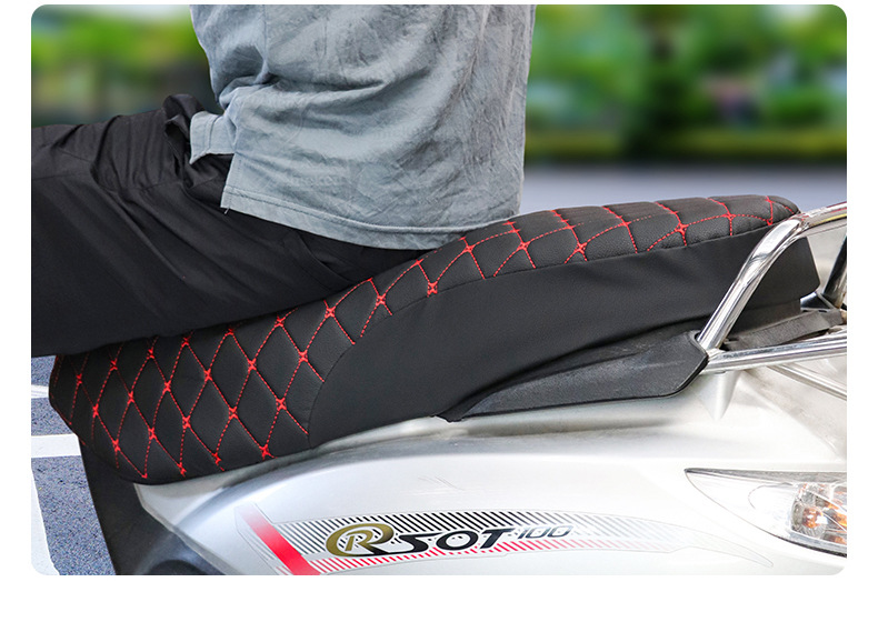 Moshuntong electric car leather embroidered composite sponge cushion cover motorcycle thickened warm sponge winter cushion