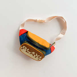 儿童胸包春夏新款韩版帅气男童斜挎包撞色字母女孩腰包宝宝零钱包