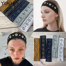 跨境朋克风发带金属圈立体装饰复古时尚束发头饰弹力运动拍照头带