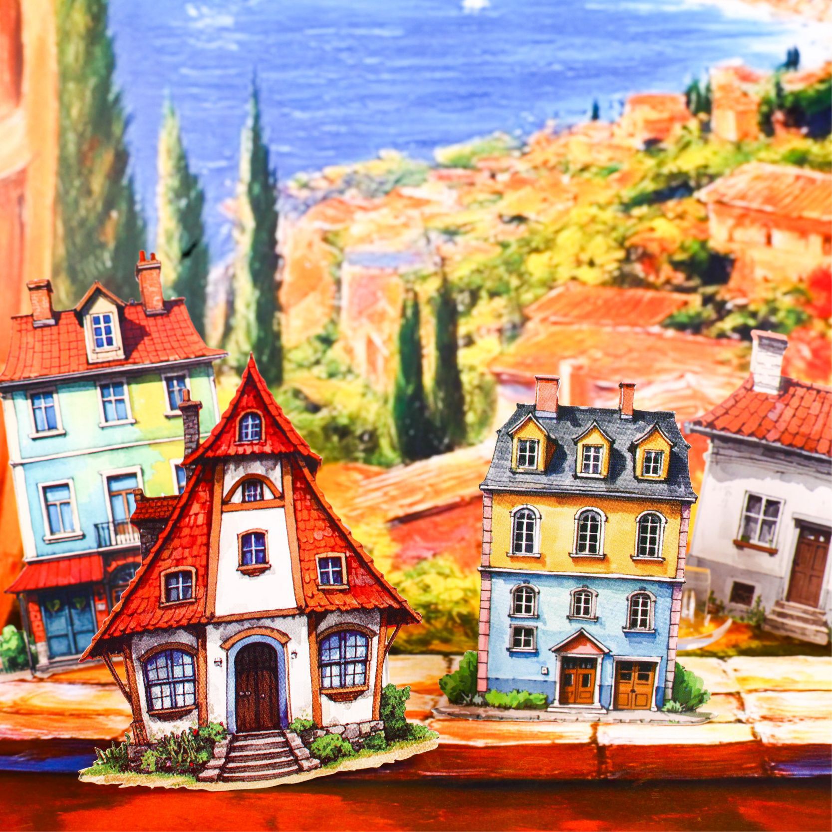 Retro Story Retro Fairy Tale Mushroom House Sticker Paquete de pegatinas de material de bricolaje de la serie Fairy Tale House