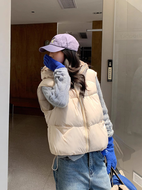 外贸羽绒棉马甲女2025年秋冬新款韩版宽松棉坎肩纯色马夹背心外套|undefined