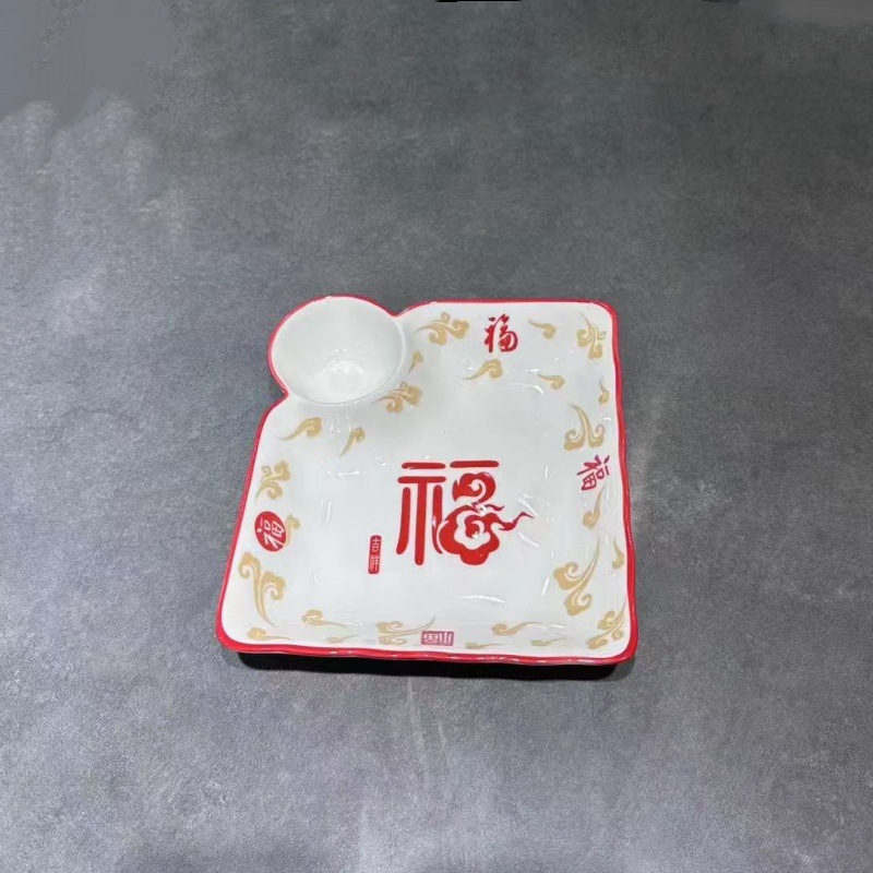Creativo japonés encantador platos de galletas de red con plato de cerámica de paneles de paneles caseros de patatas fritas plato de cerámica cuadrado