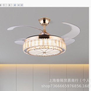 New Crystal Fan Light Ceiling Fan Light Restaurant Living Room Bedroom with Electric Fan Chandelier Integrated Home Frequency Conversion