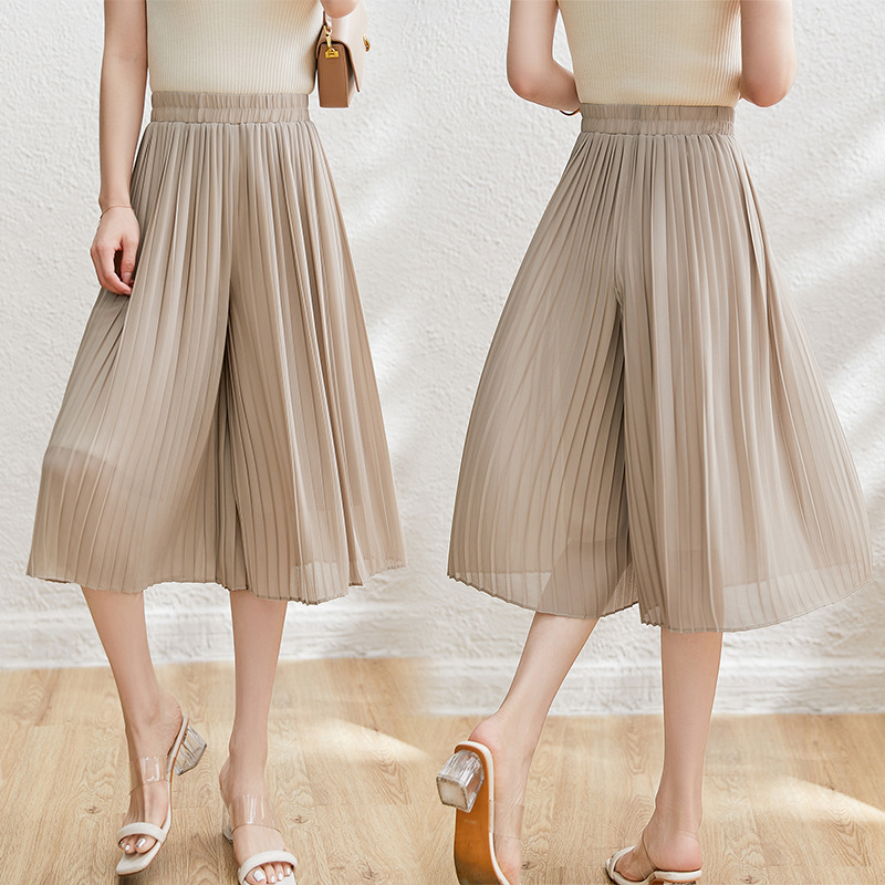 6092 # Heavy-Duty Pleated Accordion Wide-Leg Pants, Loose High-Waisted Elastic Waist Skirt Pants, Summer Thin Cropped Pants Skirt 6092 # Heavy-Duty Pleated Accordion Wide-Leg Pants, Loose High-Waisted Elastic Waist Skirt Pants, Summer Thin Cropped Pants Skirt