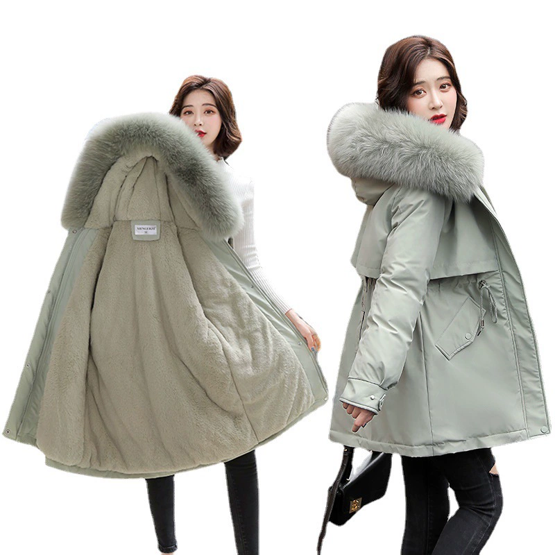 Down jacket, mid‑length Korean style, 2021, warm down filling
