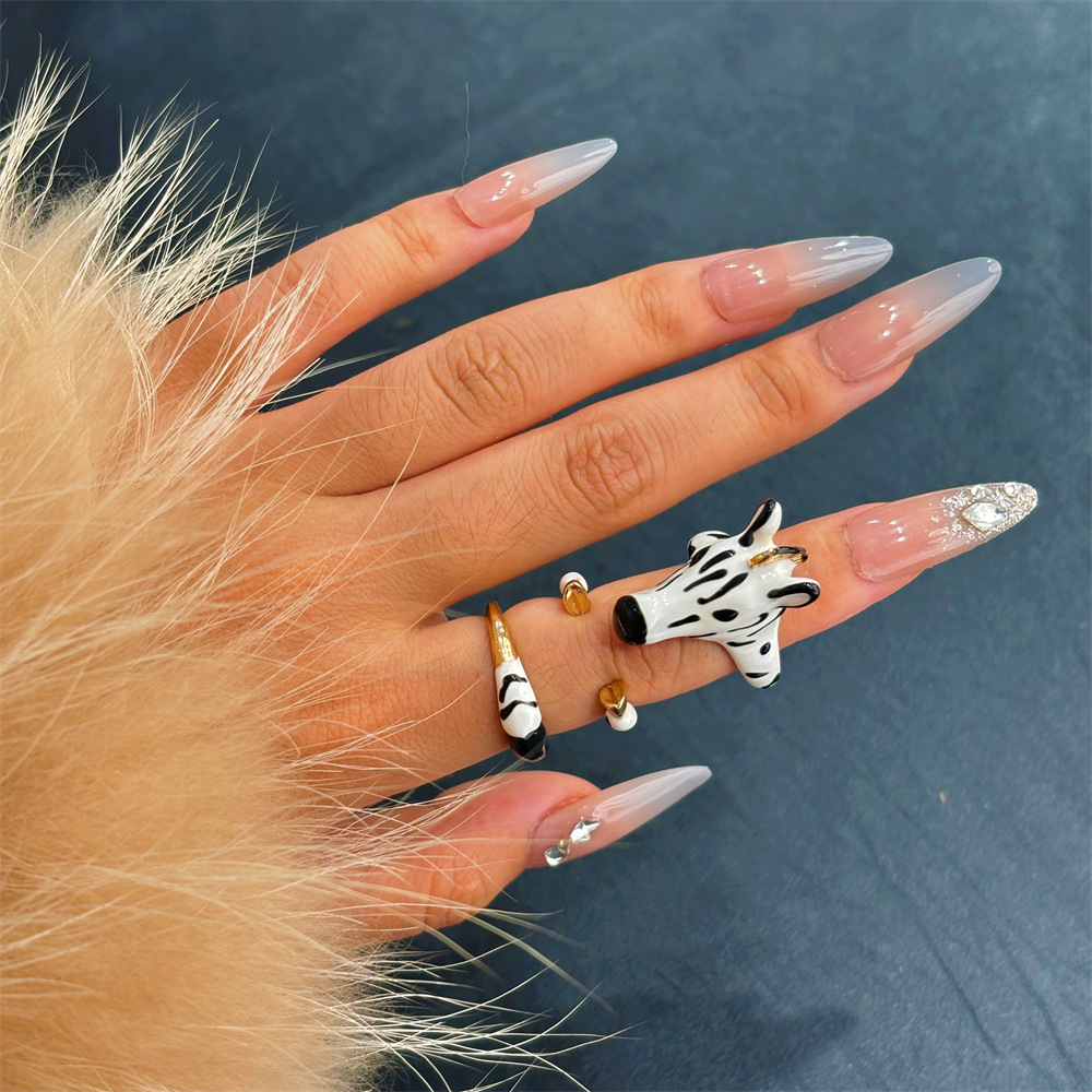 20g Weight Rings Classification 3 Pieces Set Quantity Daily Occasion Iron, Copper Material Zebra Pattern All Seasons Season Women's Gender Plating Design Cute, Simple Style Style Cute Simple Style Zebra Iron Copper Plating Women's Rings 2