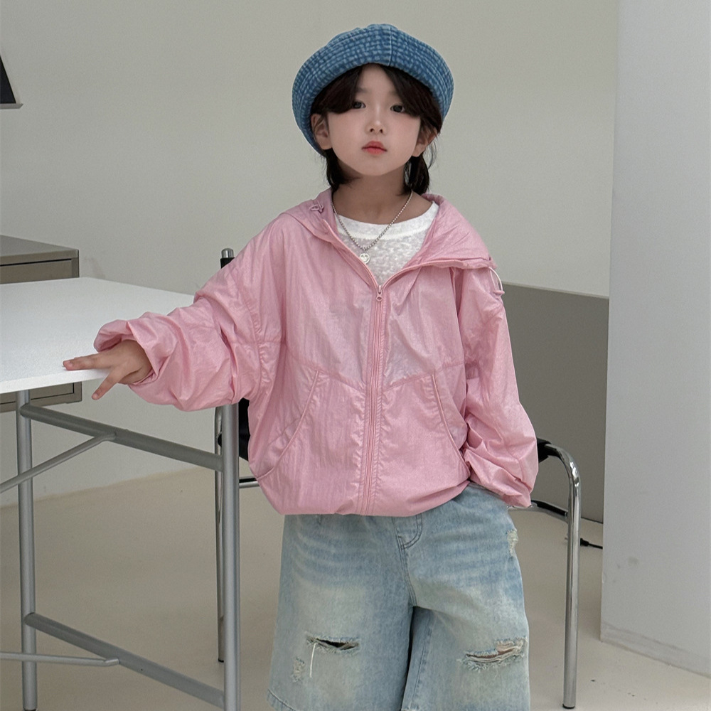 Cheese and Meow Boys' Jacket 2026 Summer New Children's Dopamine Lightweight Breathable Hooded Sun Protection Jacket Trend