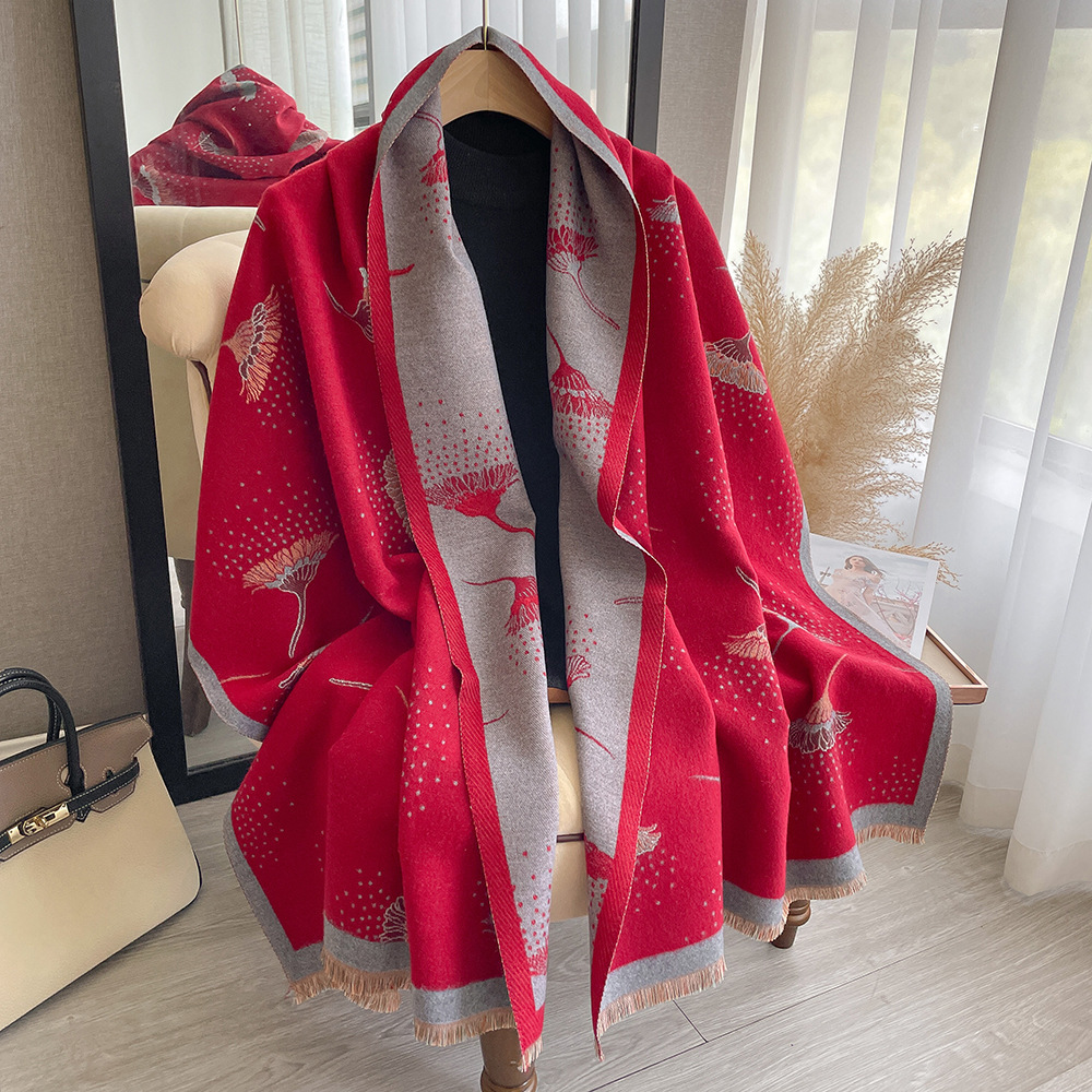 Imitation Cashmere Scarf For Girls With Dandelion Pattern Warm_voghion.com