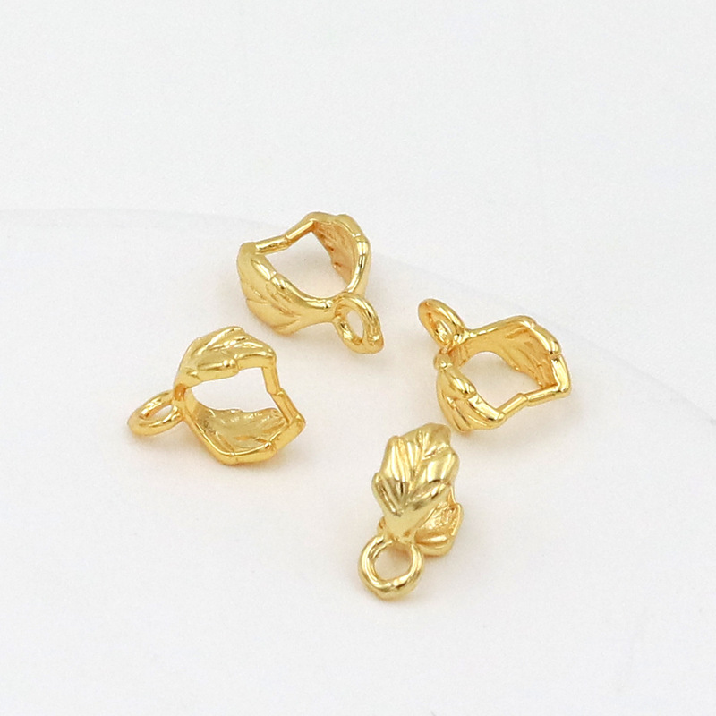 Color-preserving copper plated 18K real gold double-sided leaf melon buckle 14K gold and silver necklace buckle pendant clip DIY accessories B88