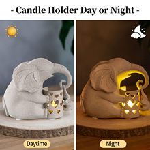 跨境temu烛台摆件母子象组合美式现代家居装饰品摆设蜡烛台工艺品