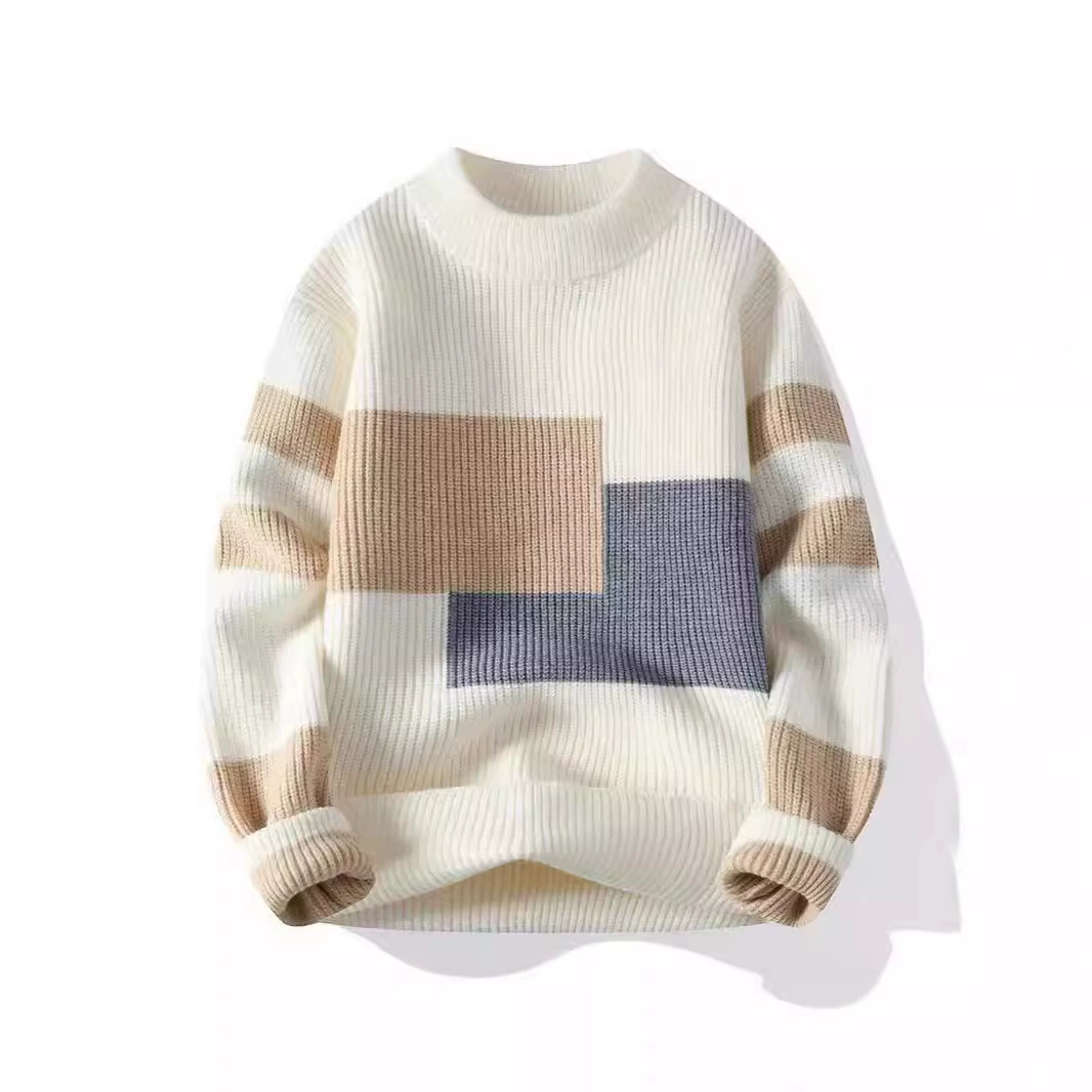 Трансграничная внешняя торговля Осенняя одежда Японский контрастный свитер мужской свитер с круглым вырезом