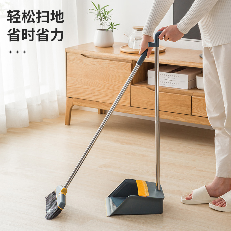 Broom and Dustpan Set Plastic Living Room Broom Household Sweeping Soft Bristle Non-Stick Black Technology Water Scraper Broom Broom and Dustpan Set Plastic Living Room Broom Household Sweeping Soft Bristle Non-Stick Black Technology Water Scraper Broom
